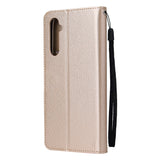 For OPPO Realme C3/Realme 6 PU Leather Mobile Phone Cover with 3 Cards Slots Phone Frame Gold