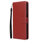 For OPPO Realme C3/Realme 6 PU Leather Mobile Phone Cover with 3 Cards Slots Phone Frame red