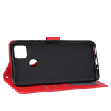 For Redmi 9A/Redmi 9C PU Leather Mobile Phone Cover with 3 Cards Slots Phone Frame red