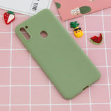 For Samsung A01/ A11/A21/A41/A51/A71/A81/A91 Mobile Phone Case Lovely Candy Color Matte TPU Anti-scratch Non-slip Protective Cover Back Case 10 beans green
