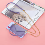 For HUAWEI Y5 2018/2019/Y6 2019/Y7 2019/PSMART Z/Y9 2019 Mobile Phone Cover with Pu Card Holder + Hand Rope + Straddle Rope purple
