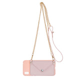 For HUAWEI Y5 2018/2019/Y6 2019/Y7 2019/PSMART Z/Y9 2019 Mobile Phone Cover with Pu Card Holder + Hand Rope + Straddle Rope Pink