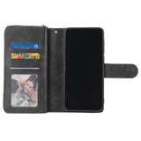 For Samsung A10/A20/A30/A50/A30S/A50S Pu Leather  Mobile Phone Cover Zipper Card Bag + Wrist Strap black