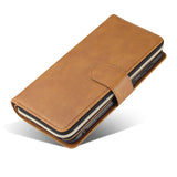 For Samsung A10/A20/A30/A50/A30S/A50S Pu Leather  Mobile Phone Cover Zipper Card Bag + Wrist Strap brown