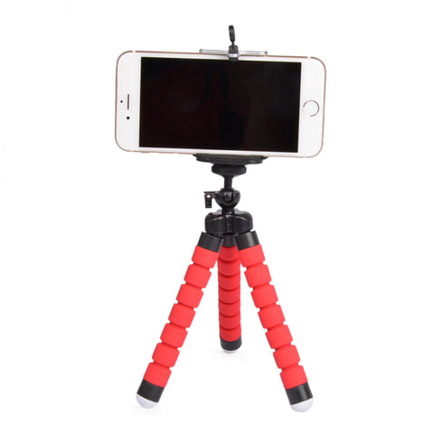 Flexible Portable Adjustable Tripod Mini Universal Octopus Leg Style Bluetooth Selfie Stick  red_With Bluetooth remote control