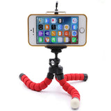 Flexible Portable Adjustable Tripod Mini Universal Octopus Leg Style Bluetooth Selfie Stick  red_With Bluetooth remote control