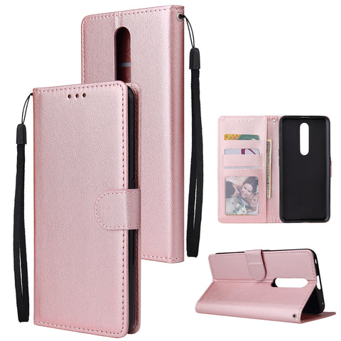 For OPPO F11 pro Wallet-type PU Leather Protective Phone Case with Buckle & 3 Card Position Rose gold