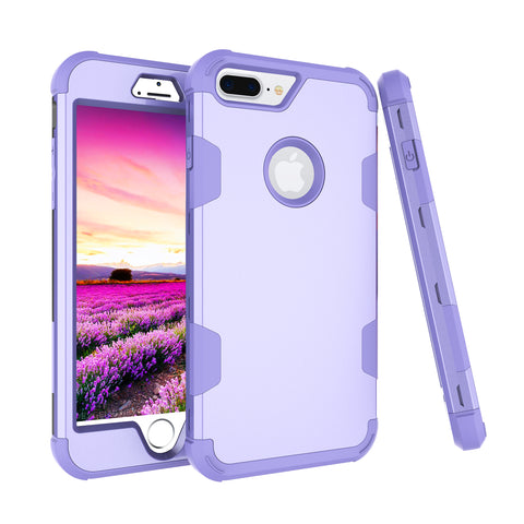 For iPhone 7 plus PC+ Silicone 2 in 1 Hit Color Tri-proof Shockproof Dustproof Anti-fall Protective Cover Back Case purple