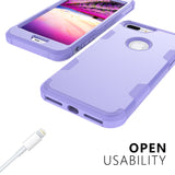 For iPhone 7 plus PC+ Silicone 2 in 1 Hit Color Tri-proof Shockproof Dustproof Anti-fall Protective Cover Back Case purple