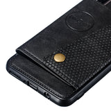 For Huawei P30 lite/nova 4E Double Buckle Non-slip Shockproof Cell Phone Case with Card Slot Bracket black