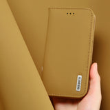 For iPhone 9 Mobile Phone Cover Magnetic Leather Protective Case with Card Slot Bracket Khaki