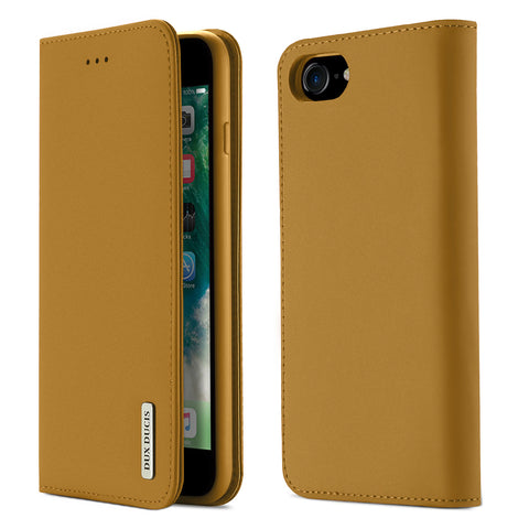 For iPhone 9 Mobile Phone Cover Magnetic Leather Protective Case with Card Slot Bracket Khaki