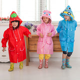 Boy Girl Cute Cartoon Ponchos Vivid Color Raincoat green