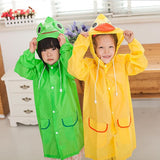 Boy Girl Cute Cartoon Ponchos Vivid Color Raincoat green