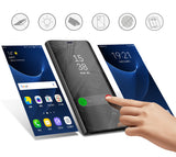 Stereo Smart Artificial Leather Phone Case Cover Mirror Flip Cover Protection Case for XSmax 8plus Silver_iPhone7plus/8plus