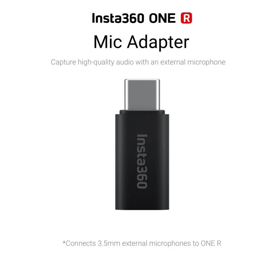 Insta360 USB-C to 3.5mm Mic Adapter for Insta360 ONE R Camera black