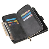 For Samsung A10/A20/A30/A50/A30S/A50S Pu Leather  Mobile Phone Cover Zipper Card Bag + Wrist Strap black