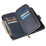 For Samsung A10/A20/A30/A50/A30S/A50S Pu Leather  Mobile Phone Cover Zipper Card Bag + Wrist Strap blue