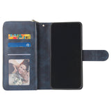 For Samsung A10/A20/A30/A50/A30S/A50S Pu Leather  Mobile Phone Cover Zipper Card Bag + Wrist Strap blue