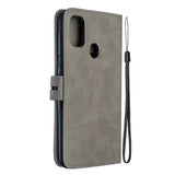 For Samsung A51/A71/M30S Case Soft Leather Cover with Denim Texture Precise Cutouts Wallet Design Buckle Closure Smartphone Shell  gray