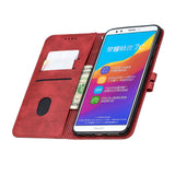 For HUAWEI Honor 7C-Enjoy 8-Y7 2018-Y7 Pro 2018 Denim Pattern Solid Color Flip Wallet PU Leather Protective Phone Case with Buckle & Bracket gray