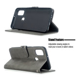 For Samsung A51/A71/M30S Case Soft Leather Cover with Denim Texture Precise Cutouts Wallet Design Buckle Closure Smartphone Shell  gray