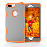 For iPhone 7 plus PC+ Silicone 2 in 1 Hit Color Tri-proof Shockproof Dustproof Anti-fall Protective Cover Back Case Gray + orange