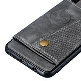 For Huawei P30 lite/nova 4E Double Buckle Non-slip Shockproof Cell Phone Case with Card Slot Bracket gray