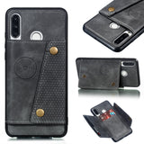 For Huawei P30 lite/nova 4E Double Buckle Non-slip Shockproof Cell Phone Case with Card Slot Bracket gray