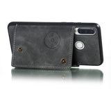 For Huawei P30 lite/nova 4E Double Buckle Non-slip Shockproof Cell Phone Case with Card Slot Bracket gray