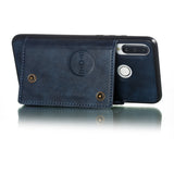 For Huawei P30 lite/nova 4E Double Buckle Non-slip Shockproof Cell Phone Case with Card Slot Bracket blue