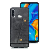 For Huawei P30 lite/nova 4E Double Buckle Non-slip Shockproof Cell Phone Case with Card Slot Bracket gray