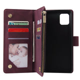 For Samsung NOTE 10 Lite Case Smartphone Shell Wallet Design Zipper Closure Overall Protection Cellphone Cover  5 wine red