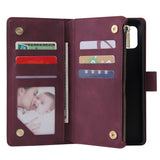 For Samsung NOTE 10 Lite Case Smartphone Shell Wallet Design Zipper Closure Overall Protection Cellphone Cover  5 wine red