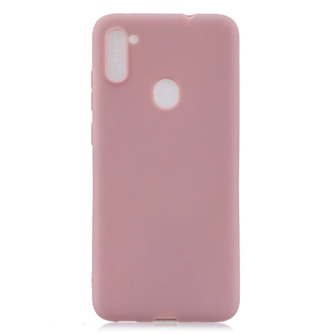 For Samsung A01/ A11/A21/A41/A51/A71/A81/A91 Mobile Phone Case Lovely Candy Color Matte TPU Anti-scratch Non-slip Protective Cover Back Case 11 lotus root pink