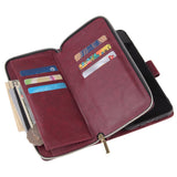 For Samsung A10/A20/A30/A50/A30S/A50S Pu Leather  Mobile Phone Cover Zipper Card Bag + Wrist Strap Red wine