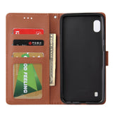 For Samsung A10 Flip-type Leather Protective Phone Case with 3 Card Position Buckle Design Phone Cover  red