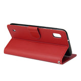 For Samsung A10 Flip-type Leather Protective Phone Case with 3 Card Position Buckle Design Phone Cover  red