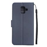 For Samsung J6 plus Flip-type Leather Protective Phone Case with 3 Card Position Buckle Design Phone Cover  blue