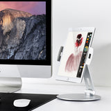 Mobile Phone Tablet Stand Desktop Aluminum Alloy Holder Adjustable Collapsible Phone Holder for 4-14 Inches Silver