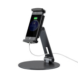 Mobile Phone Tablet Stand Desktop Aluminum Alloy Holder Adjustable Collapsible Phone Holder for 4-14 Inches Silver