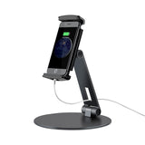 Mobile Phone Tablet Stand Desktop Aluminum Alloy Holder Adjustable Collapsible Phone Holder for 4-14 Inches Silver