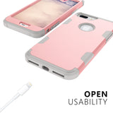 For iPhone 7 plus PC+ Silicone 2 in 1 Hit Color Tri-proof Shockproof Dustproof Anti-fall Protective Cover Back Case Rose gold + gray
