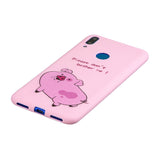 For HUAWEI Y7 2019 Cute Coloured Painted TPU Anti-scratch Non-slip Protective Cover Back Case with Lanyard Rose red