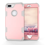 For iPhone 7 plus PC+ Silicone 2 in 1 Hit Color Tri-proof Shockproof Dustproof Anti-fall Protective Cover Back Case Rose gold + gray