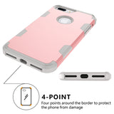 For iPhone 7 plus PC+ Silicone 2 in 1 Hit Color Tri-proof Shockproof Dustproof Anti-fall Protective Cover Back Case Rose gold + gray