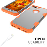 For iPhone 7 plus PC+ Silicone 2 in 1 Hit Color Tri-proof Shockproof Dustproof Anti-fall Protective Cover Back Case Gray + orange