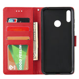 For HUAWEI Enjoy 9/ Y7 2019 /Y7 PRO 2019/Y7 PRIME 2019 Flip-type Leather Protective Phone Case with 3 Card Position Buckle Design Phone Cover  red
