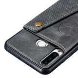 For Huawei P30 lite/nova 4E Double Buckle Non-slip Shockproof Cell Phone Case with Card Slot Bracket gray