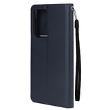 For Samsung Note 20/Note 20 Ultra PU Leather Three-card Photo Frame Front Buckle Mobile Phone shell blue